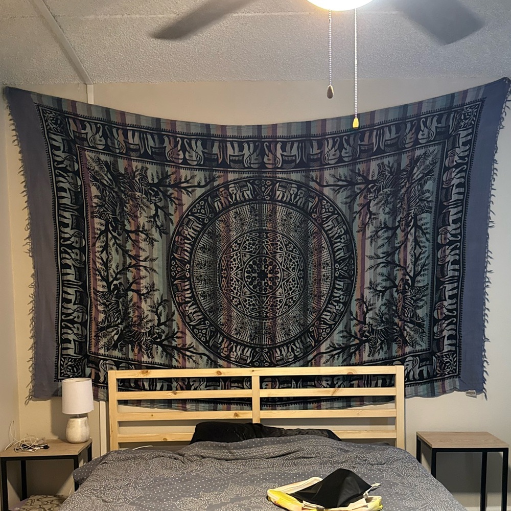 Blue and Black Mandala Tapestry Wall Hanging